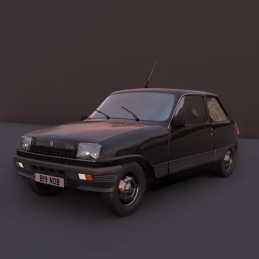 Highly detailed 3D model of a classic hatchback with realistic textures and finishes, compatible with Blender rendering.