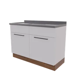 Detailed 3D model of a modern white kitchen cabinet for Blender rendering and animation.