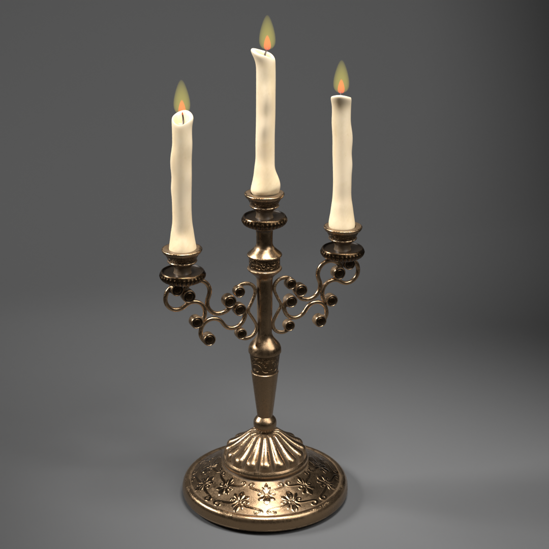 Antique Candle Triple Stands | Fireplaces models | BlenderKit