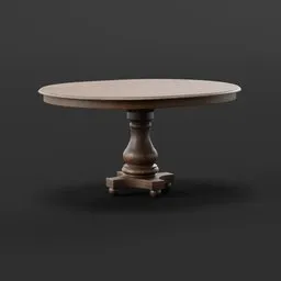 Realistic Blender 3D model of an antique-style wooden dining table with detailed 4K textures.