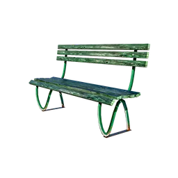 Detailed 3D park bench model with wooden slats and metal frame, compatible with Blender for realistic rendering.