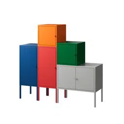 Colorful stacked metal cabinets 3D model with clean geometry, optimized for Blender rendering.