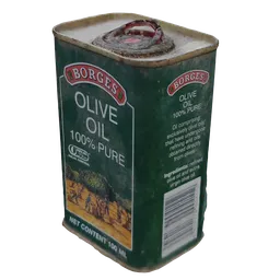 Highly detailed olive oil can 3D model, perfect for Blender rendering and visualization.