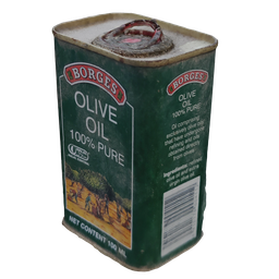 Highly detailed olive oil can 3D model, perfect for Blender rendering and visualization.