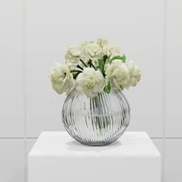 White Peony Glass Vase Arrangement