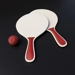 3D beachball, rackets, and ball set designed in Blender, showcasing detailed model with realistic textures.