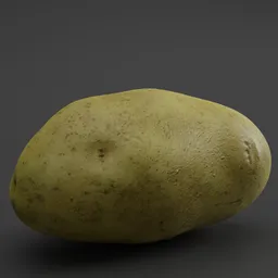 "3D White Potato model with ultra-realistic and detailed body for Blender 3D. High-quality 4k texture photoscan for enhanced visuals. Perfect for vegetable and fruit category."