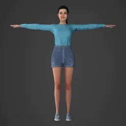Woman Casual Shorts Outfit Rigged