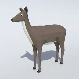 Low Poly Whitetailed Female Deer