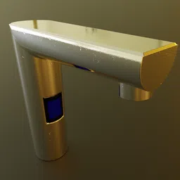 Detailed 3D rendering of a sleek, sensor-activated modern faucet designed in Blender.