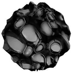 Seamless 4K Black Virus Spore PBR material with white highlights for Blender 3D, featuring detailed displacement and normal maps.