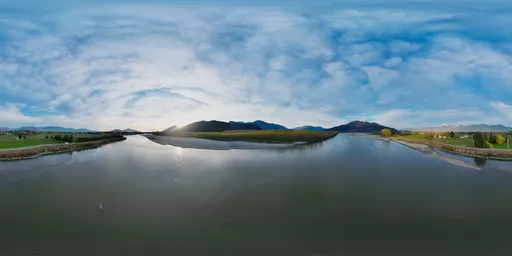 Aerial Sunset at River