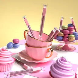 Tea cup and candy props product mockup