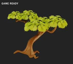 Detailed 3D model of a stylized, animation-ready tree with lush green leaves and a textured trunk, ideal for Blender projects.