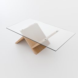 "Experience luxury with our high-end coffee table 3D model for Blender 3D. Featuring a sleek wooden base and clear glass top, this unique design is perfect for any modern interior space."