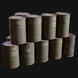 WW2 USA Military Motor-Pool Drum Stack