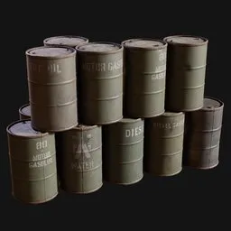 WW2 USA Military Motor-Pool Drum Stack