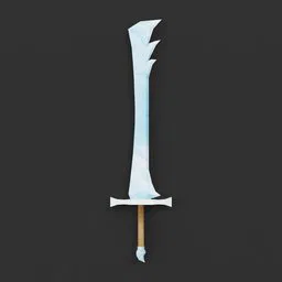 Detailed 3D digital model of a stylized ice sword with a crystal blade and ornate handle, compatible with Blender rendering.