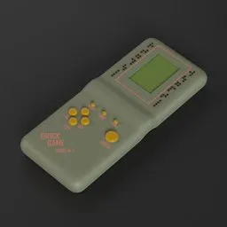 "Get your retro game fix with our Brick Game Console 3D model, featuring a green screen and yellow buttons. Inspired by Pieter Franciscus Dierckx and rendered in redshift, this low res model is perfect for architectural renders and cute toy designs. With 9999 retro games included, it's a must-have for any gaming enthusiast."