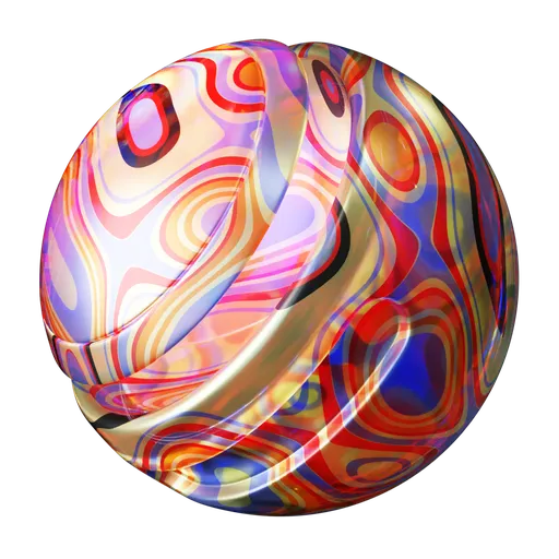 Vibrant Abstract Lava Glass PBR material for 3D rendering in Blender, seamless and procedural texture for creative projects.