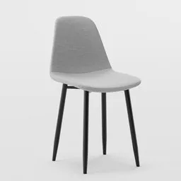 High-quality Blender 3D model showcasing a modern grey chair with sleek black legs, ideal for interior design renderings.