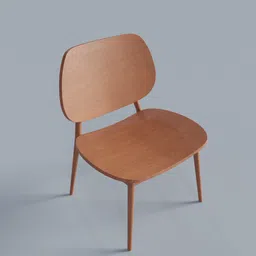 High-quality 3D render of a modern wooden chair, optimized for Blender with realistic texturing and lighting.