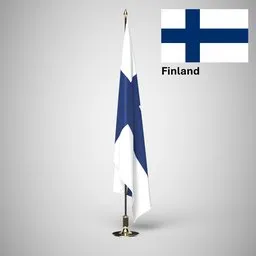 Finland Ceremonial flag on stand