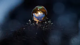 Surreal Floating Glass Sphere