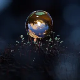 Surreal Floating Glass Sphere