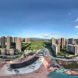 Sunset building mud cloud bluesky