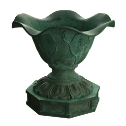 Detailed 3D model featuring a weathered Japanese bronze jug with intricate designs, perfect for historical scenes.