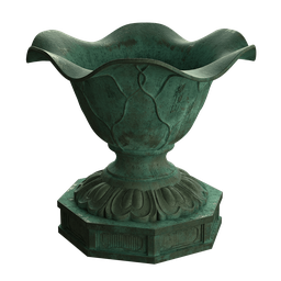 Detailed 3D model featuring a weathered Japanese bronze jug with intricate designs, perfect for historical scenes.