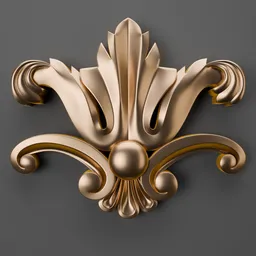 Detailed classic 3D ornament model in gold for enhancing Blender 3D designs, showcasing intricate craftsmanship.