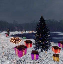 Christmas Night Gifts Scene