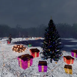 Christmas Night Gifts Scene