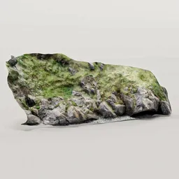 Optimized 3D model of a realistic rock cliff with PBR textures, suitable for Blender landscape rendering.