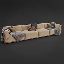 Beige velvet and leather sofa