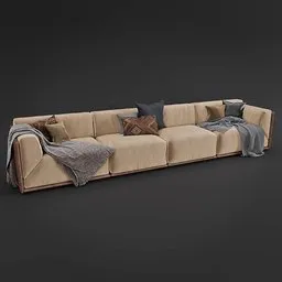 Beige velvet and leather sofa