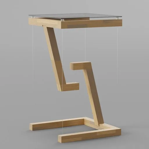 Gravity-defying 3D model of a modern minimalistic table with glass top, designed for Blender rendering and interior visualization.