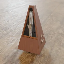 Detailed Blender 3D render of a classic wooden metronome with intricate details, perfect for animation.