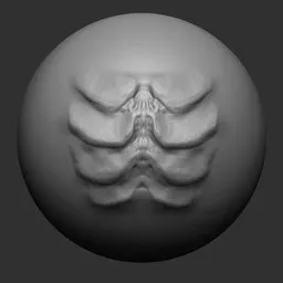3D sculpting brush imprint of overlapping dragon scales for Blender modeling.