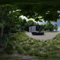 Forest Driveway Modern House Exterior
