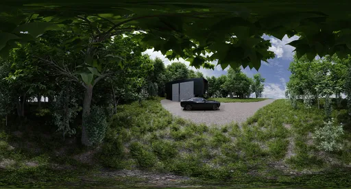 Forest Driveway Modern House Exterior