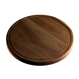 Highly detailed circular wooden cutting board 3D asset, perfect for Blender kitchen renders.