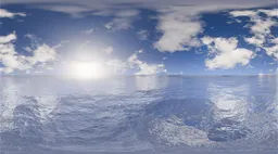 Bright ocean sunlight clouds