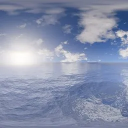 Bright ocean sunlight clouds