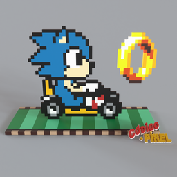 SMK078 - Super Pixel Kart Sonic the Hedgehog Voxel Art