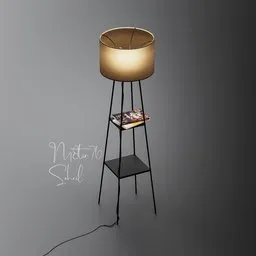 Realistic Blender 3D model showcase of a standing lamp with detailed textures and lighting effects, suitable for interior rendering.
