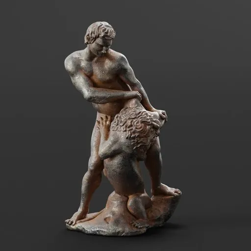 statue of Iron Aic samson and the lion