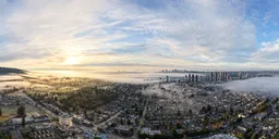 City Sunrise Foggy Morning